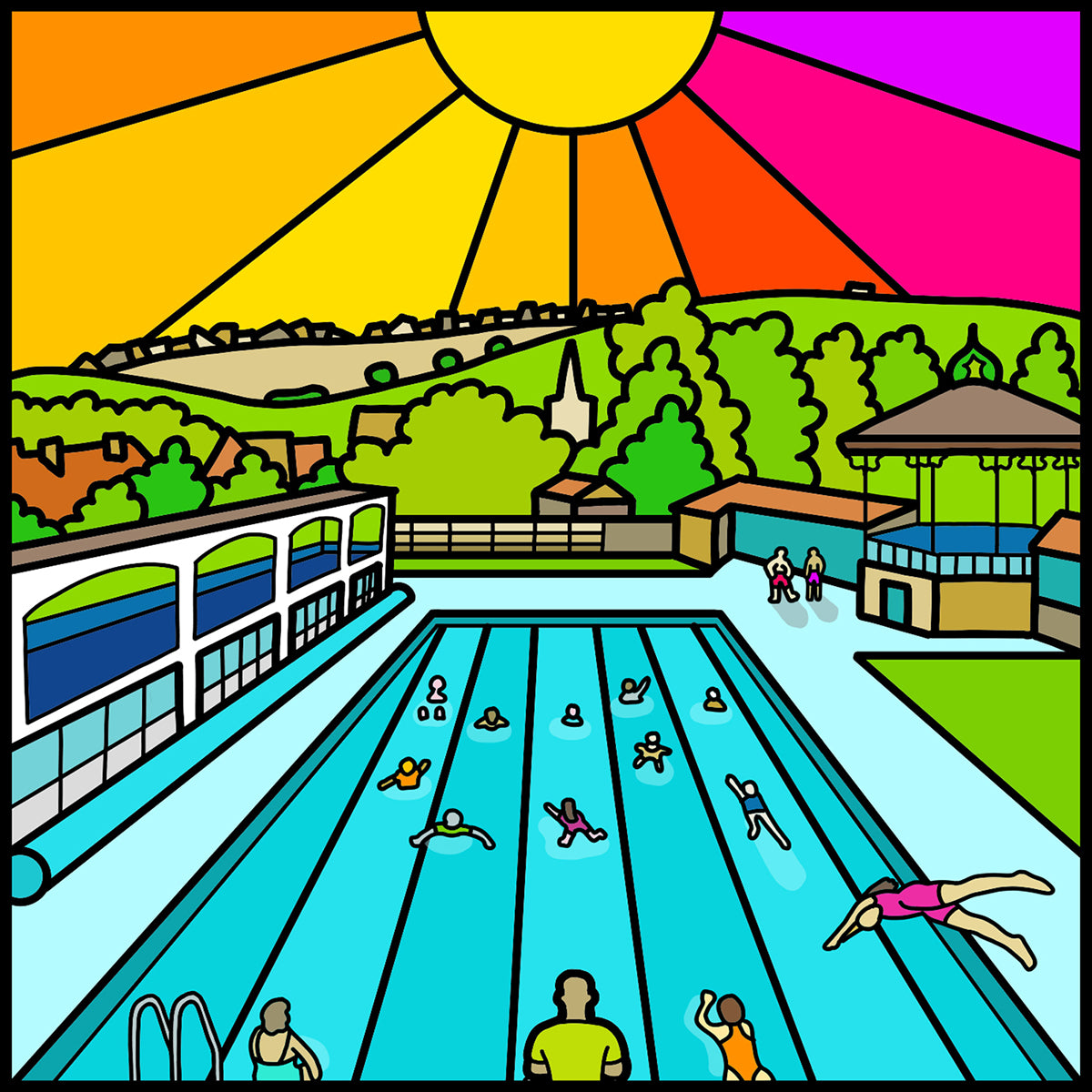 Hathersage Outdoor Pool - Peak District - Mini Fine Art Print – Park ...