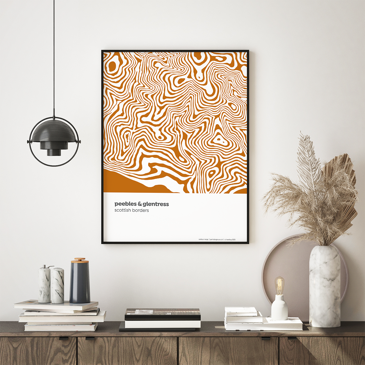Peebles Design Peebles and Glentress - Scottish Borders Contour Print – Park Designs