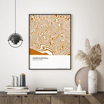 Peebles and Glentress - Scottish Borders Contour Print