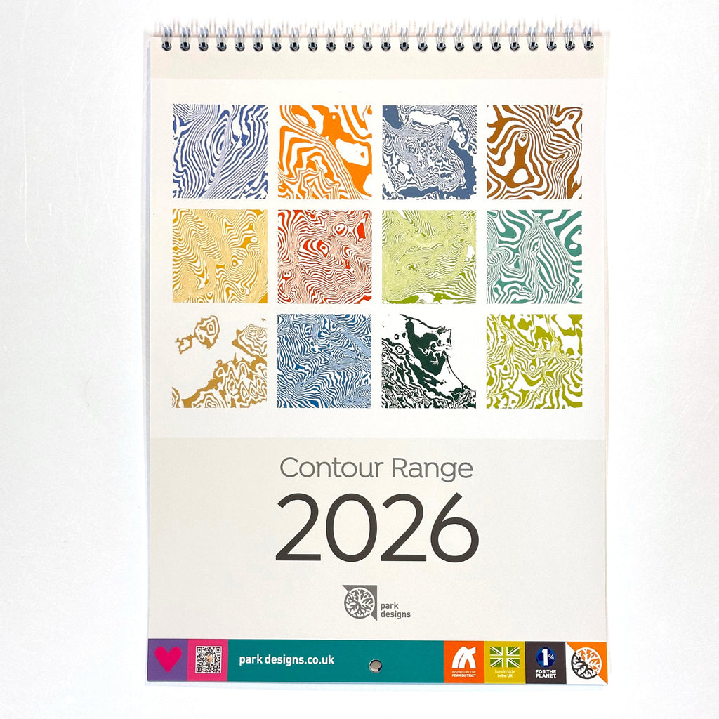 2026 calendar with patterned cover on a white background