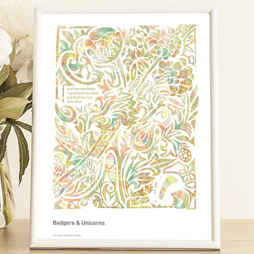Badgers & Unicorns (Into the Forest) Art Print