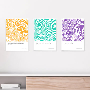 Peak District 01 - Set of 3 - A3 Contour Range Prints