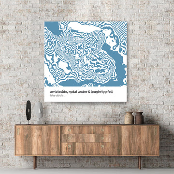 Ambleside, Rydal Water & Loughrigg - Lake District Contour Canvas