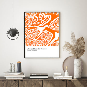 Glencoe - Aonach Eagach Ridge - Scottish Highlands Contour Print