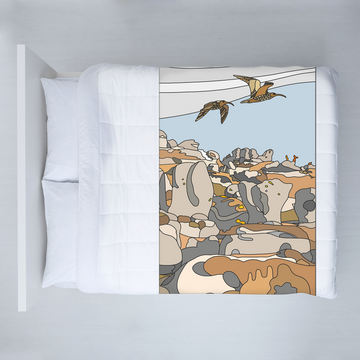 Peak District - Kinder Scout Curlews & the Woolpacks - Fleece Blanket