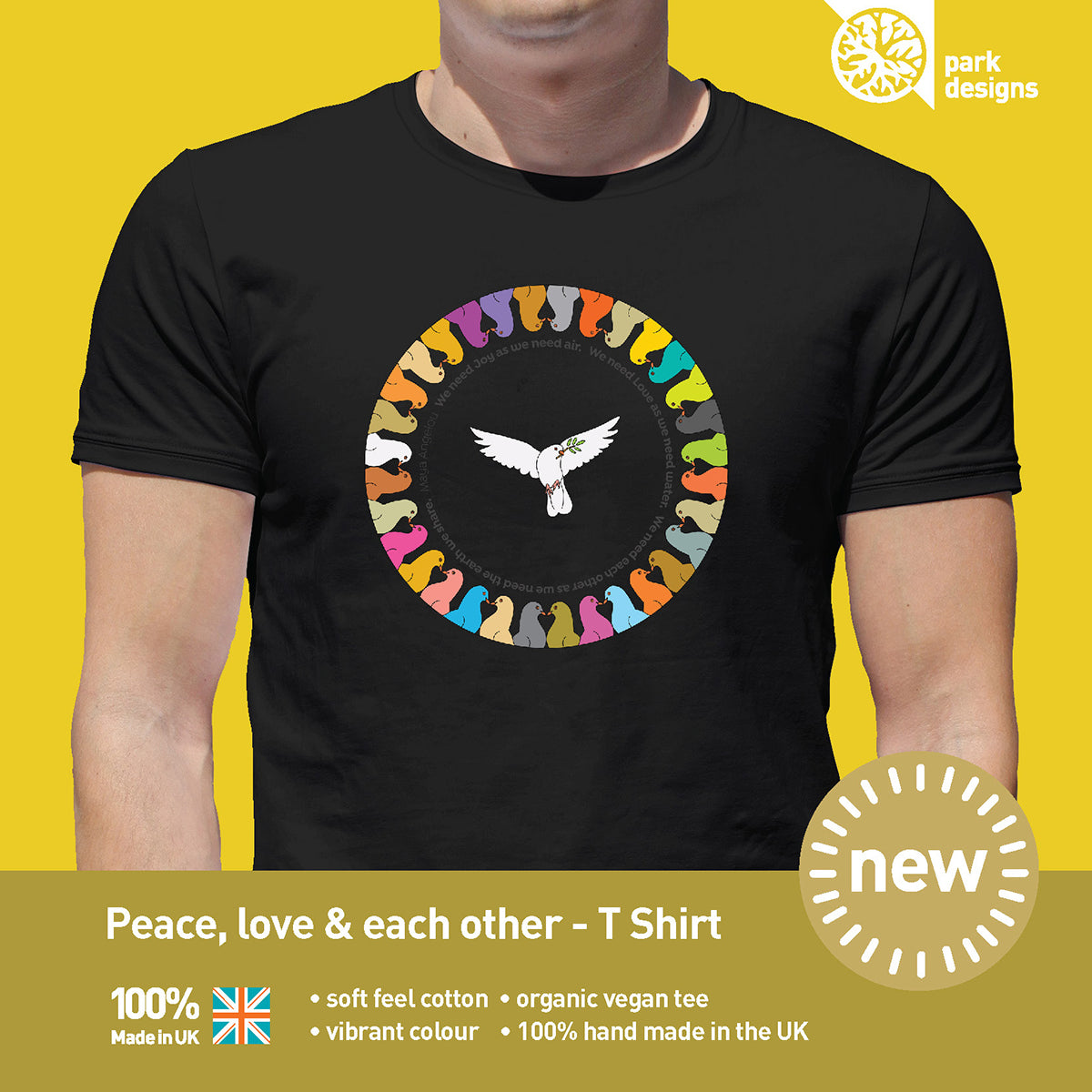 Peace love each other Love Nature Design T Shirt Park Designs