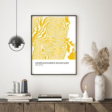 Cat Bells, Borrowdale and Derwent Water - Lake District Contour Print