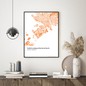 Tarbert, Scalpay & Isle of Harris - Scottish Islands - Contour Print