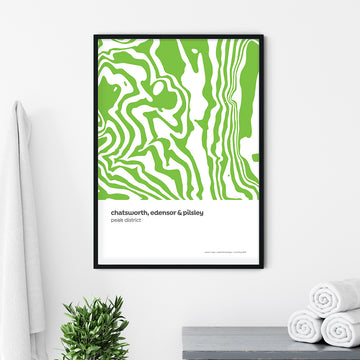 Chatsworth, Edensor & Pilsley Peak District Contour Print
