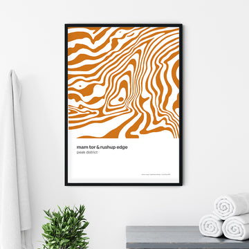 Mam Tor & Rushup Edge Peak District Contour Print