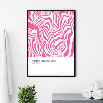 Millstone Edge, Hope Valley Peak District Contour Print