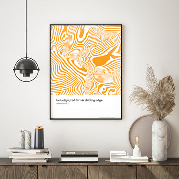 Helvellyn, Red Tarn & Striding Edge - Lake District Contour Print