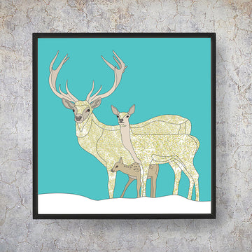 Red Deer Family Values - Fine Art Print
