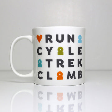 Fine Bone China Pint Mug - Run Cycle Trek Climb - Always Moving